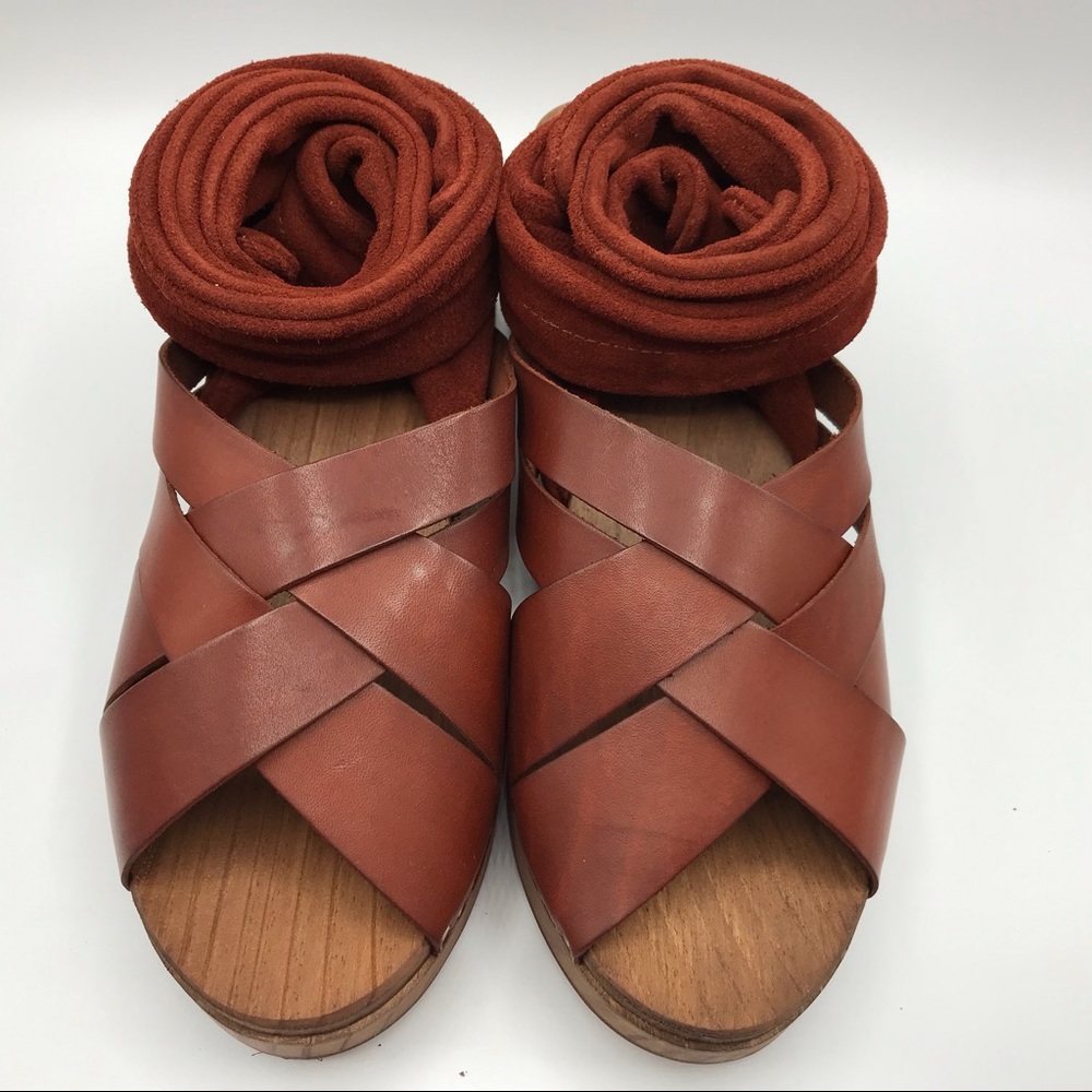 Free People Leather Sandals Emmy Wrap Clogs - Picture 6 of 7